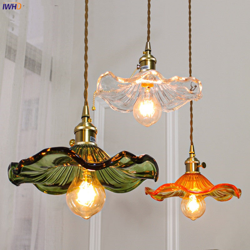 NORDIC DESIGN LED HANGING LAMP | COLOURED GLASS & COPPER LIGHTING FOR BEDROOM, LIVING ROOM & BAR-Glass A-Nora Luxe