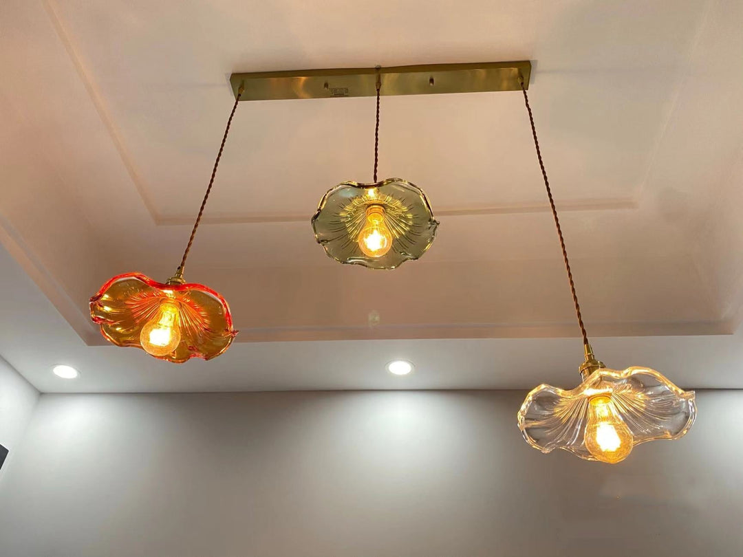 NORDIC DESIGN LED HANGING LAMP | COLOURED GLASS & COPPER LIGHTING FOR BEDROOM, LIVING ROOM & BAR-Glass A-Nora Luxe