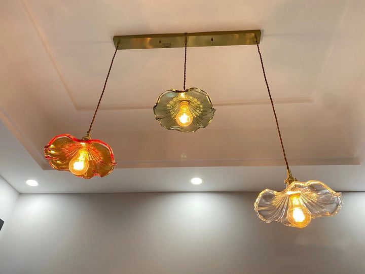 NORDIC DESIGN LED HANGING LAMP | COLOURED GLASS & COPPER LIGHTING FOR BEDROOM, LIVING ROOM & BAR-Glass A-Nora Luxe