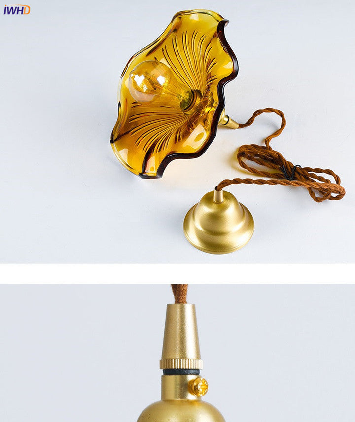 NORDIC DESIGN LED HANGING LAMP | COLOURED GLASS & COPPER LIGHTING FOR BEDROOM, LIVING ROOM & BAR-Glass A-Nora Luxe