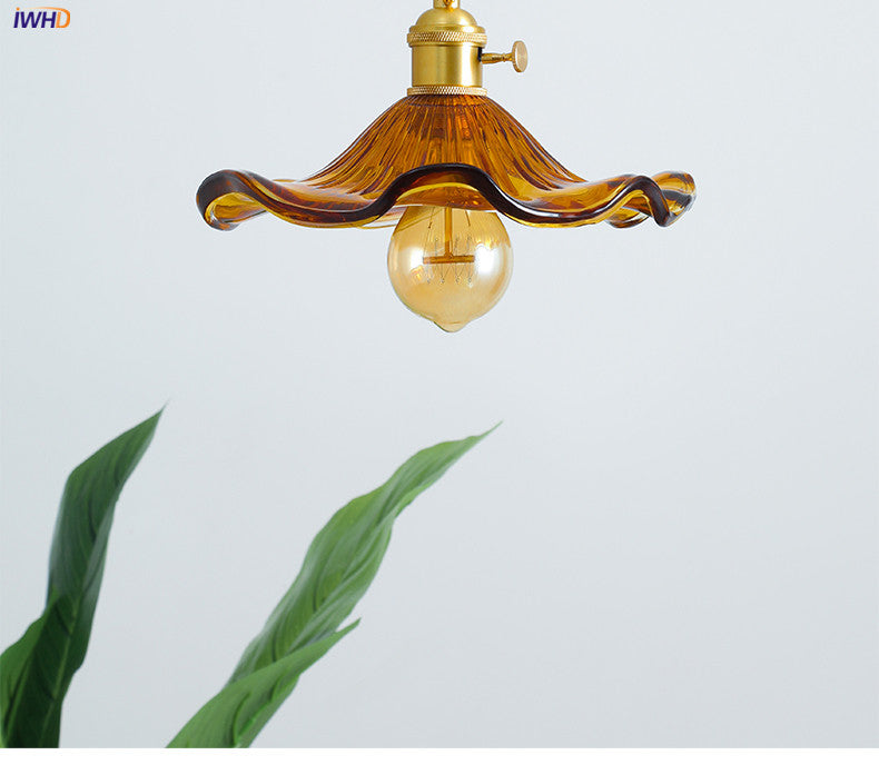 NORDIC DESIGN LED HANGING LAMP | COLOURED GLASS & COPPER LIGHTING FOR BEDROOM, LIVING ROOM & BAR-Glass A-Nora Luxe