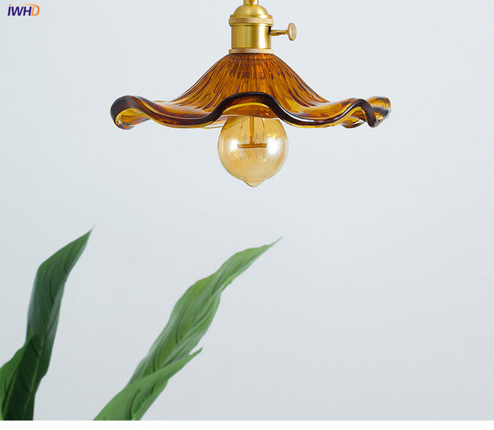 NORDIC DESIGN LED HANGING LAMP | COLOURED GLASS & COPPER LIGHTING FOR BEDROOM, LIVING ROOM & BAR-Glass A-Nora Luxe