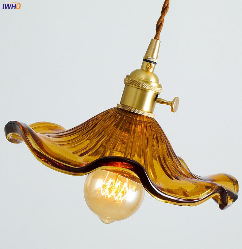 NORDIC DESIGN LED HANGING LAMP | COLOURED GLASS & COPPER LIGHTING FOR BEDROOM, LIVING ROOM & BAR-Glass A-Nora Luxe