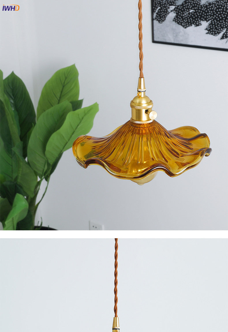 NORDIC DESIGN LED HANGING LAMP | COLOURED GLASS & COPPER LIGHTING FOR BEDROOM, LIVING ROOM & BAR-Glass A-Nora Luxe