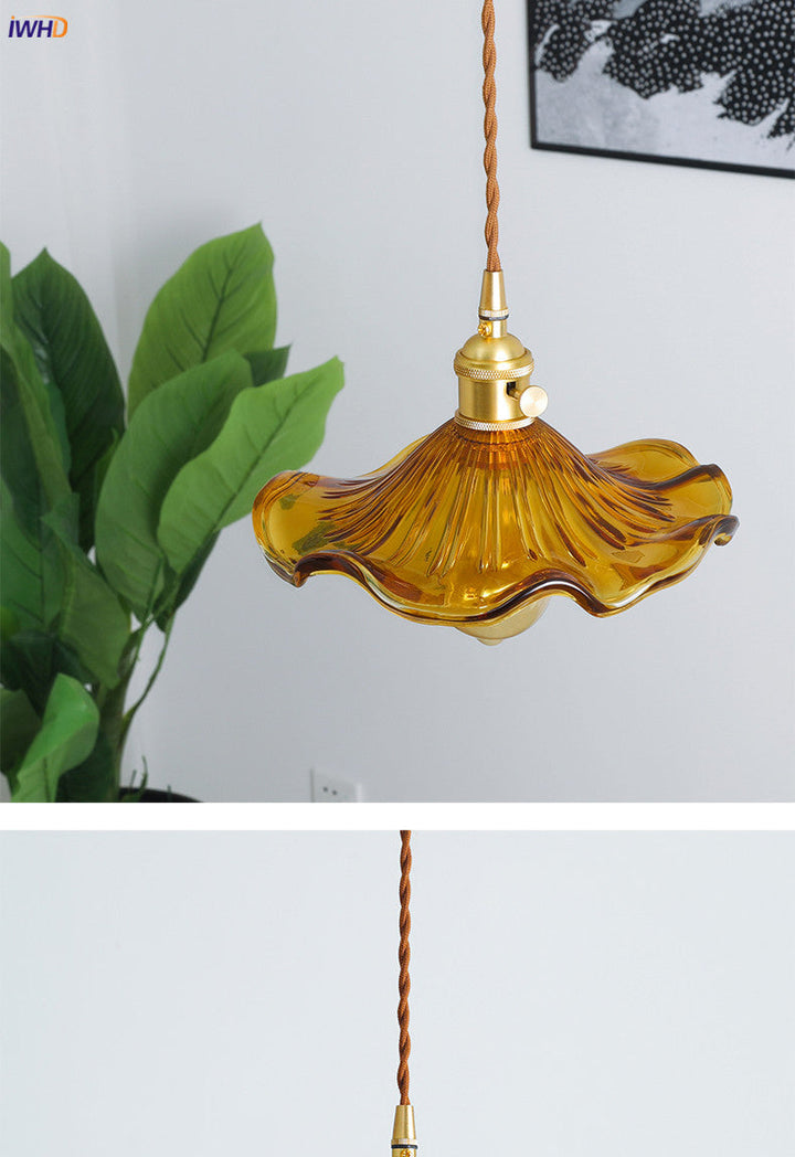 NORDIC DESIGN LED HANGING LAMP | COLOURED GLASS & COPPER LIGHTING FOR BEDROOM, LIVING ROOM & BAR-Glass A-Nora Luxe