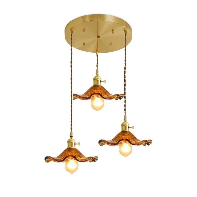 NORDIC DESIGN LED HANGING LAMP | COLOURED GLASS & COPPER LIGHTING FOR BEDROOM, LIVING ROOM & BAR-Glass B-Nora Luxe