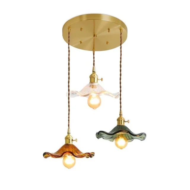 NORDIC DESIGN LED HANGING LAMP | COLOURED GLASS & COPPER LIGHTING FOR BEDROOM, LIVING ROOM & BAR-Glass D-Nora Luxe