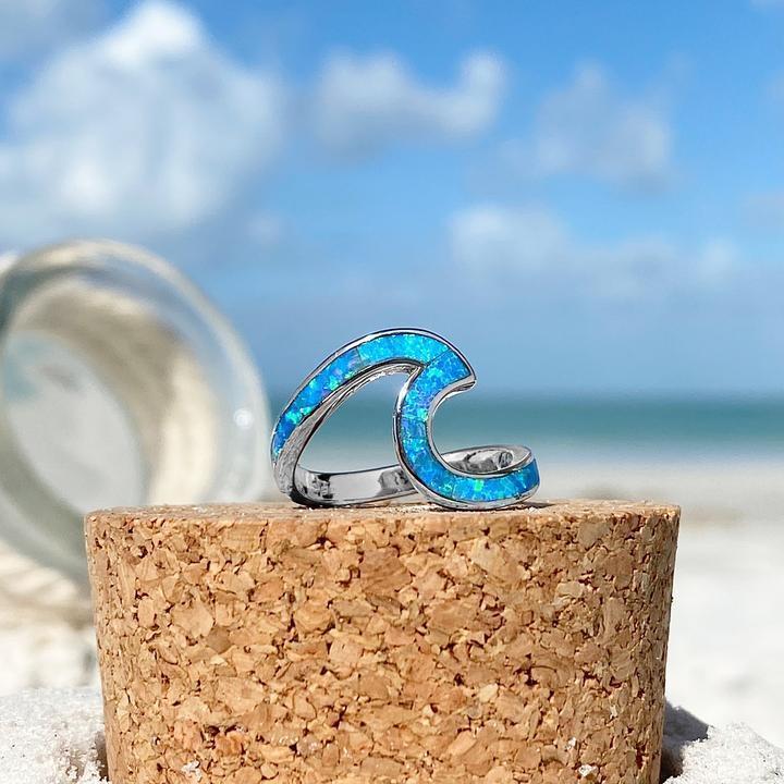 Ocean Waves Opal and Silver Ring - Livia-5-Nora Luxe