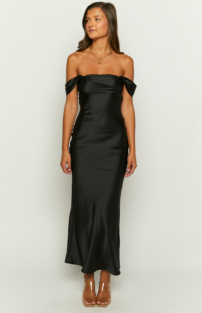 Off-Shoulder Maxi Dress – Saphira-Black-S-The Livary