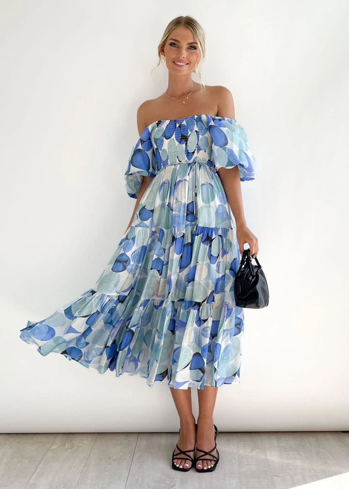 Off-Shoulder Midi Dress – Talia-Blue-XS-State of Style