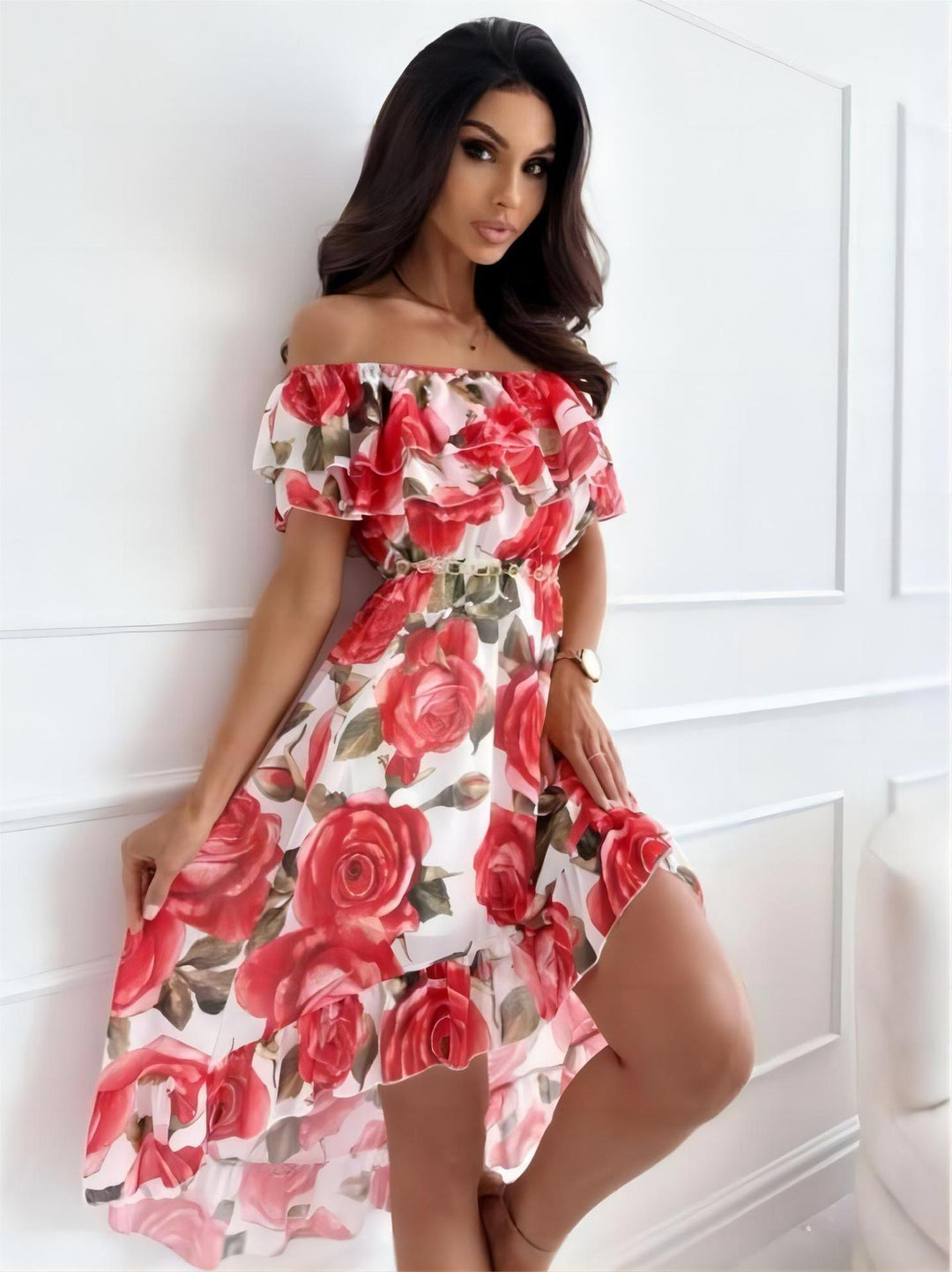 Off-Shoulder Mini Dress with Ruffles – Lina-XS-State of Style