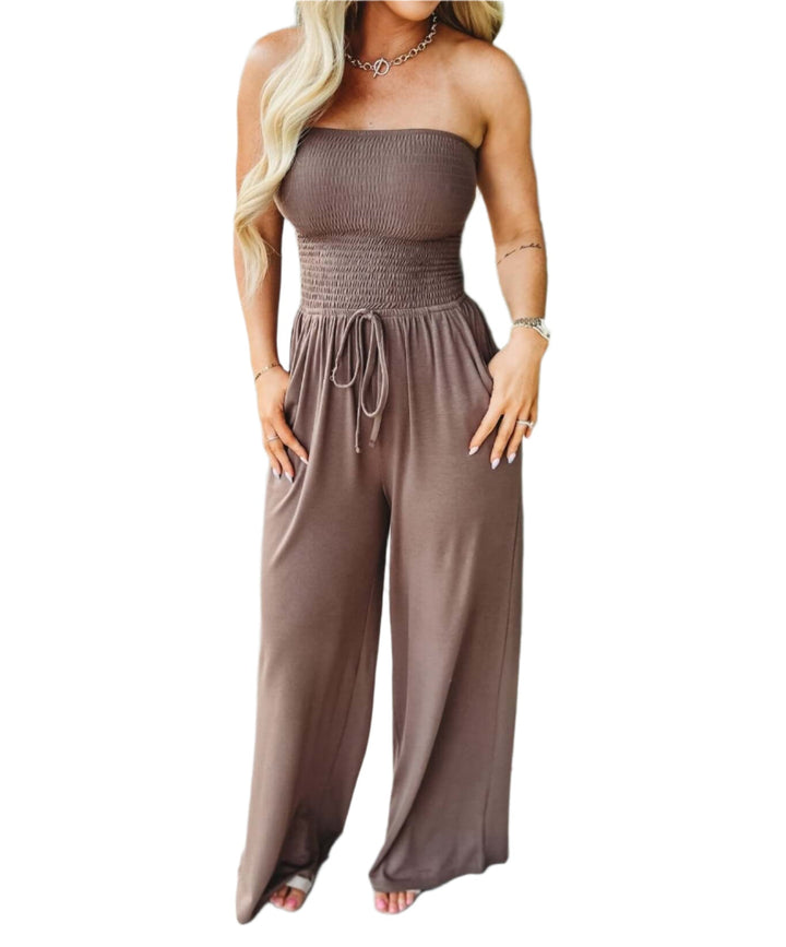 Off-Shoulder Summer Jumpsuit with Wide Legs – Camila-Brown-S-State of Style