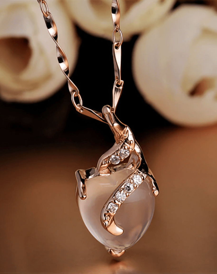Opal Heart Necklace - Calista-Rose gold-Nora Luxe