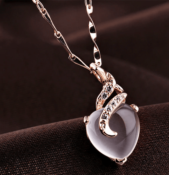 Opal Heart Necklace - Calista-Rose gold-Nora Luxe
