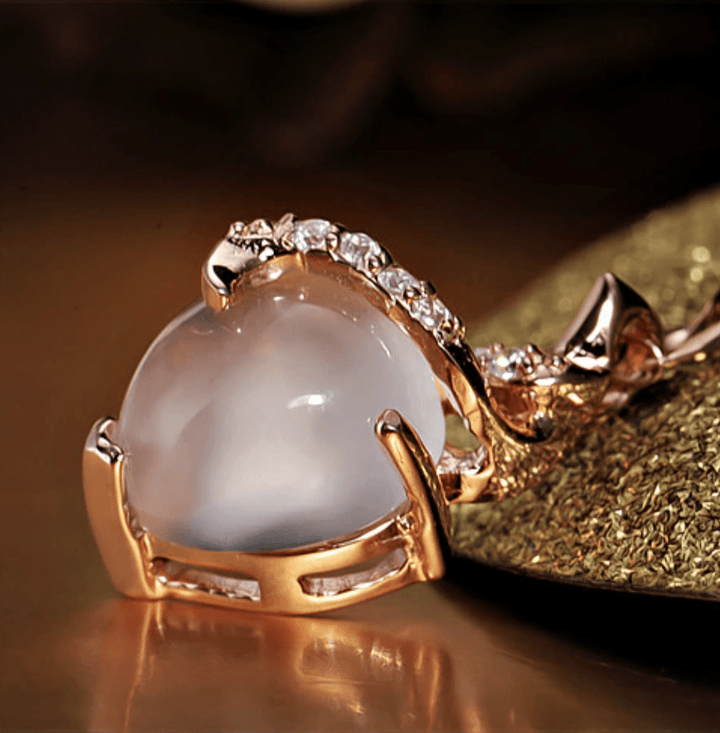 Opal Heart Necklace - Calista-Rose gold-Nora Luxe