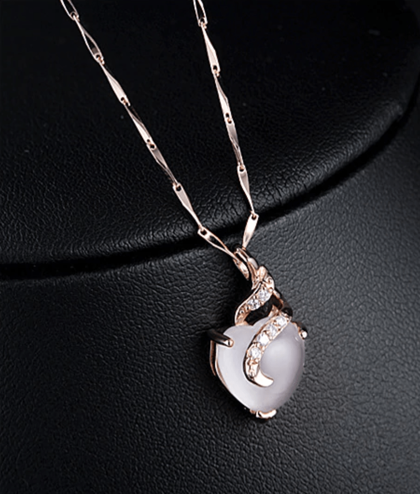Opal Heart Necklace - Calista-Rose gold-Nora Luxe