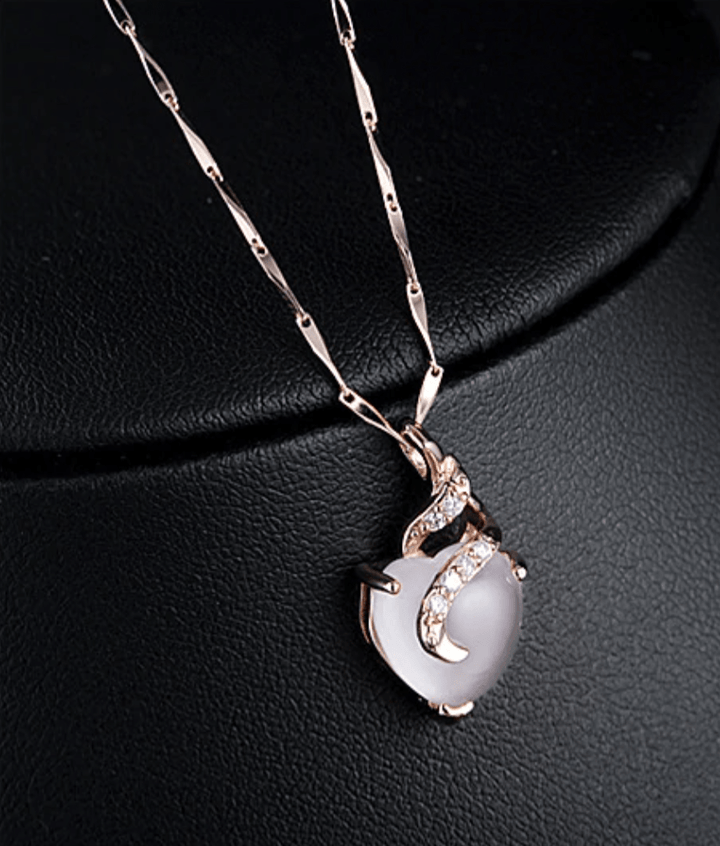 Opal Heart Necklace - Calista-Rose gold-Nora Luxe