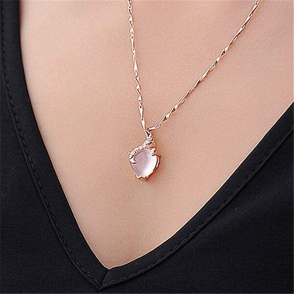 Opal Heart Necklace - Calista-Rose gold-Nora Luxe