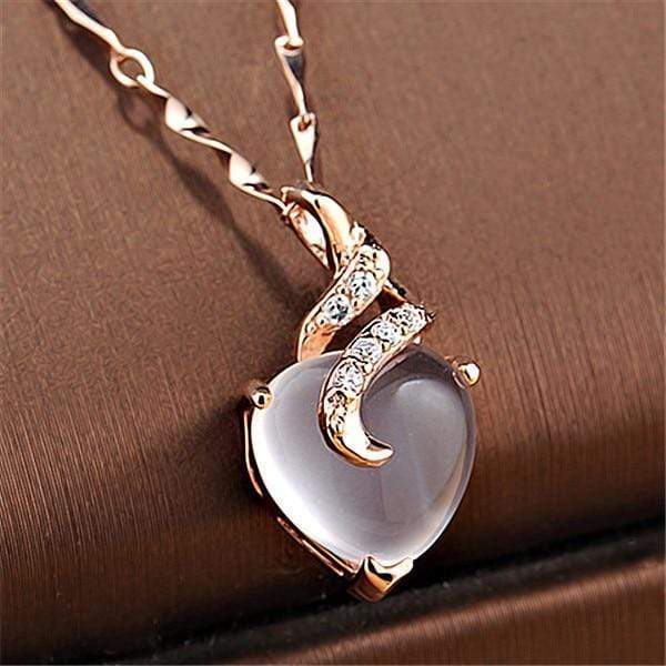 Opal Heart Necklace - Calista-Rose gold-Nora Luxe