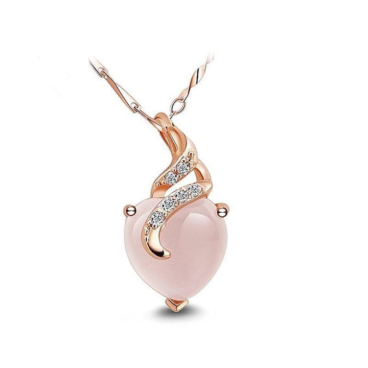 Opal Heart Necklace - Calista-Rose gold-Nora Luxe