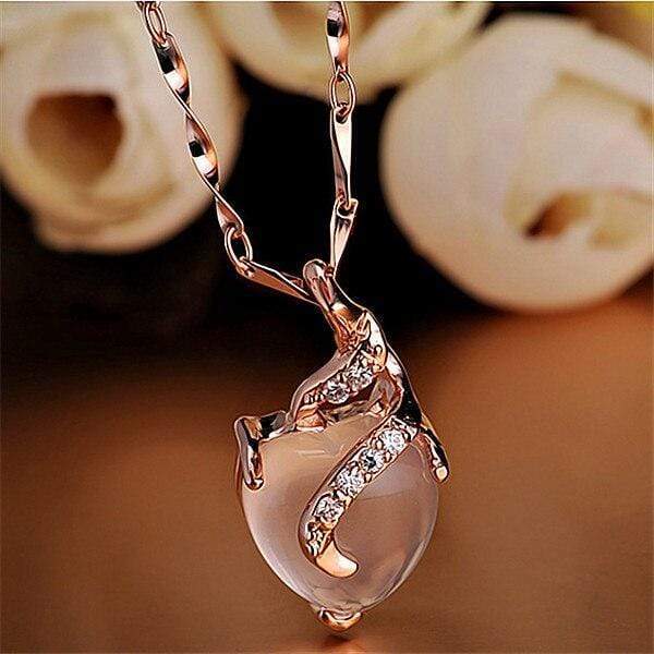 Opal Heart Necklace - Calista-Rose gold-Nora Luxe