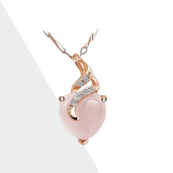 Opal Heart Necklace - Calista-Rose gold-Nora Luxe