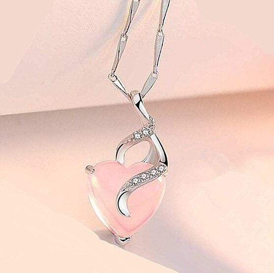Opal Heart Necklace - Calista-Silver-Nora Luxe