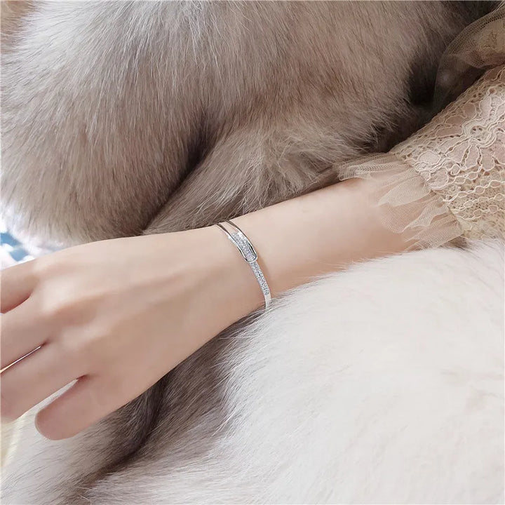 Open Cuff Bracelet | 925 Sterling Silver | Zirconia-Nora Luxe