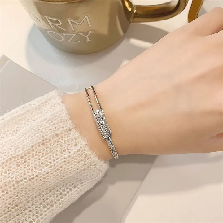 Open Cuff Bracelet | 925 Sterling Silver | Zirconia-Nora Luxe
