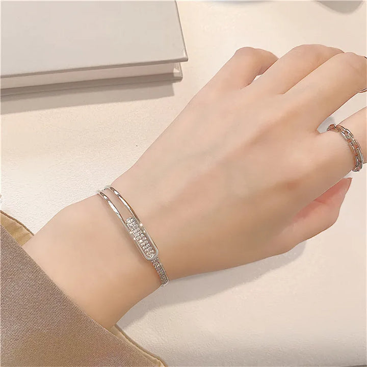 Open Cuff Bracelet | 925 Sterling Silver | Zirconia-Nora Luxe