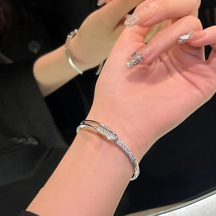 Open Cuff Bracelet | 925 Sterling Silver | Zirconia-Nora Luxe