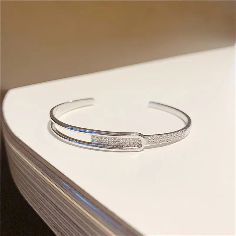Open Cuff Bracelet | 925 Sterling Silver | Zirconia-Nora Luxe