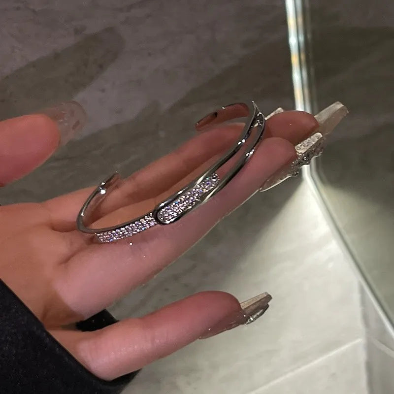 Open Cuff Bracelet | 925 Sterling Silver | Zirconia-Nora Luxe
