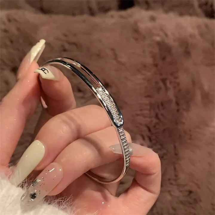 Open Cuff Bracelet | 925 Sterling Silver | Zirconia-Nora Luxe