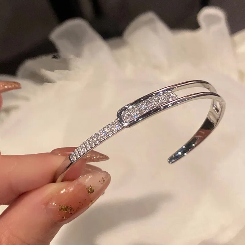 Open Cuff Bracelet | 925 Sterling Silver | Zirconia-Nora Luxe