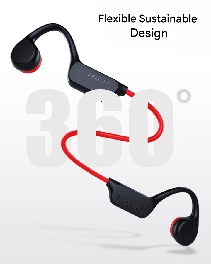 Open-Ear Headphones for Safe Cycling & Running - SafeSound-Black-red-Nora Luxe