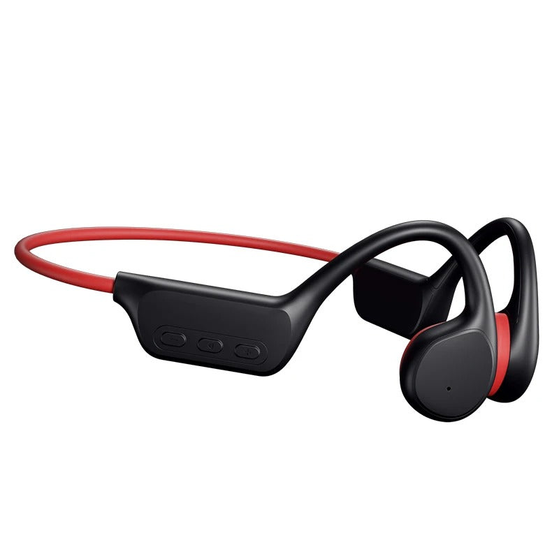 Open-Ear Headphones for Safe Cycling & Running - SafeSound-Black-red-Nora Luxe