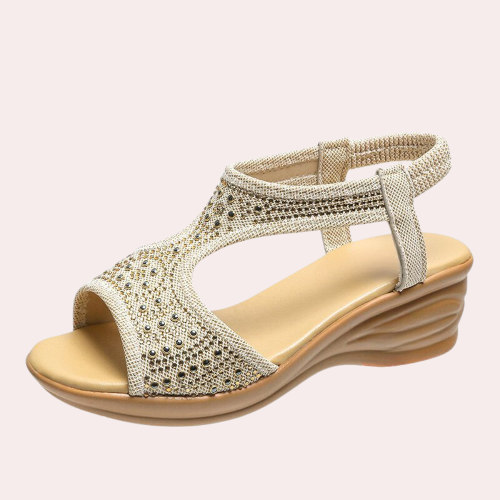 Open-Front Wedge Sandals for Women - Noa-Beige-3-Nora Luxe