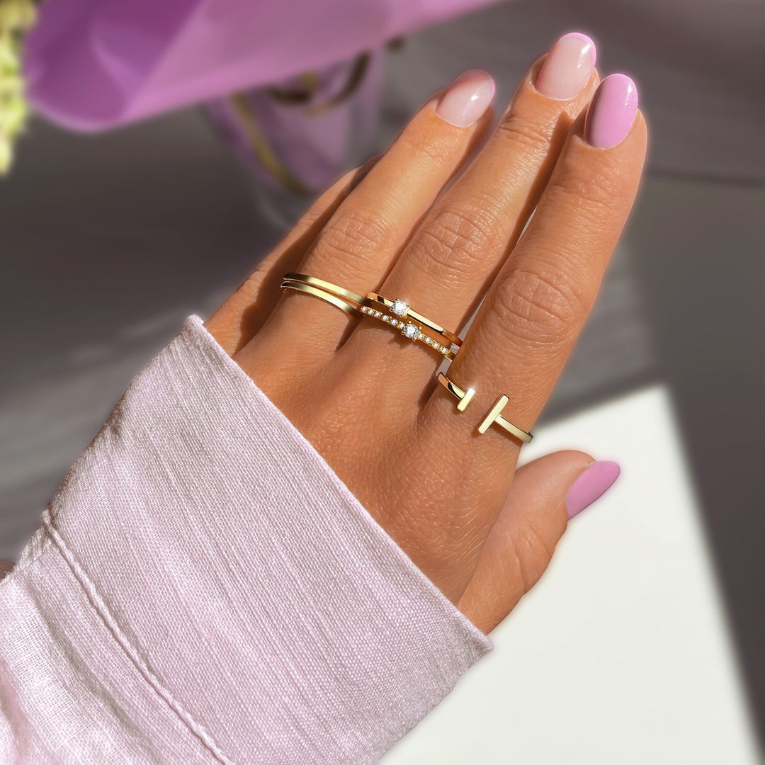 Open Ring with Adjustable Design - Aureos-Silver-Nora Luxe