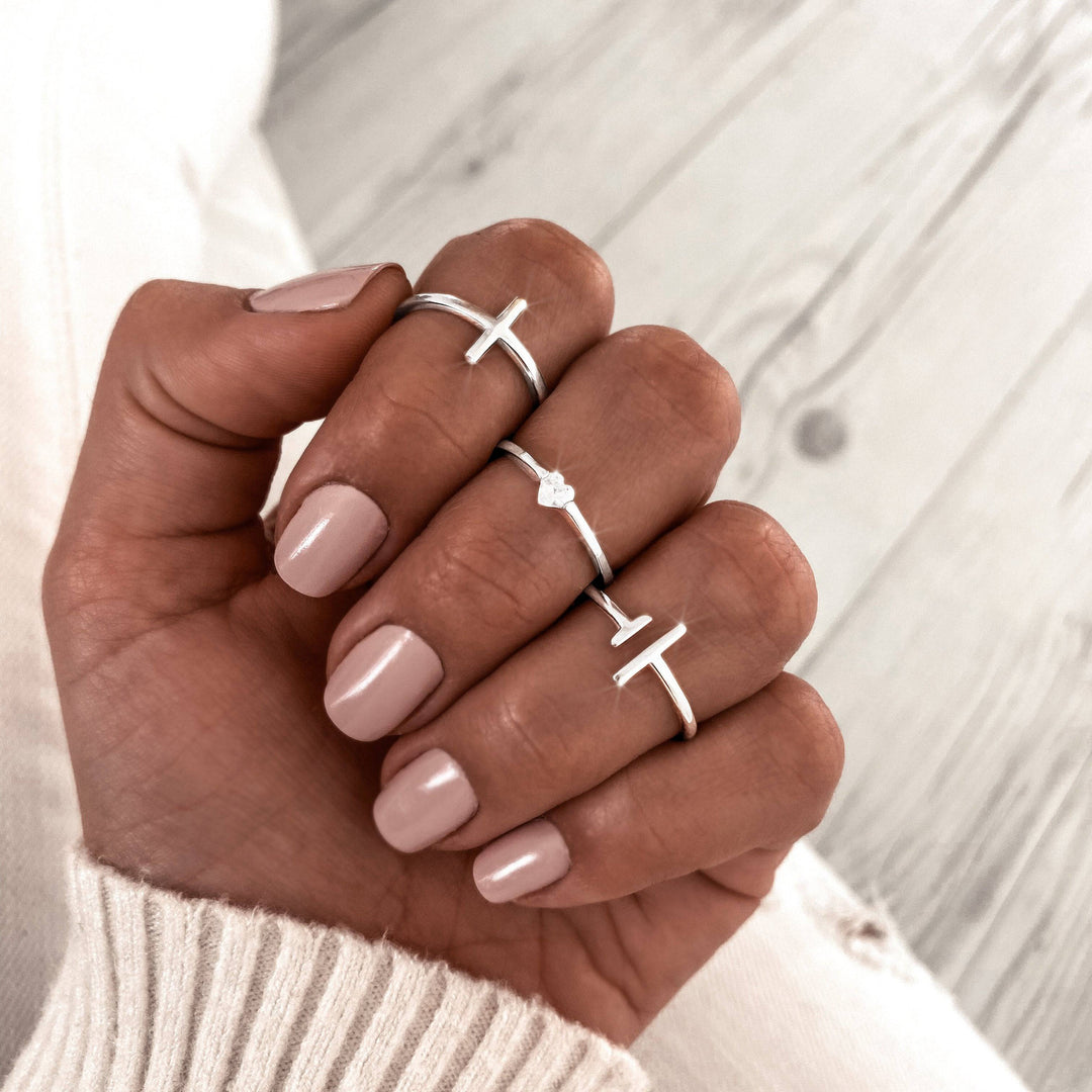 Open Ring with Adjustable Design - Aureos-Silver-Nora Luxe