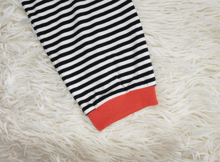 Orange-navy-blue-white striped Long Sleeve - HerbstStreifen-S-Nora Luxe