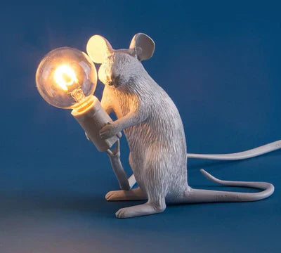 Original Mouse Lamp - SqueakLight-Sitting Mouse / White-Nora Luxe