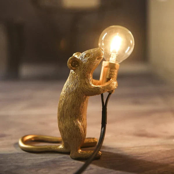 Original Mouse Lamp - SqueakLight-Standing Mouse / Gold-Nora Luxe