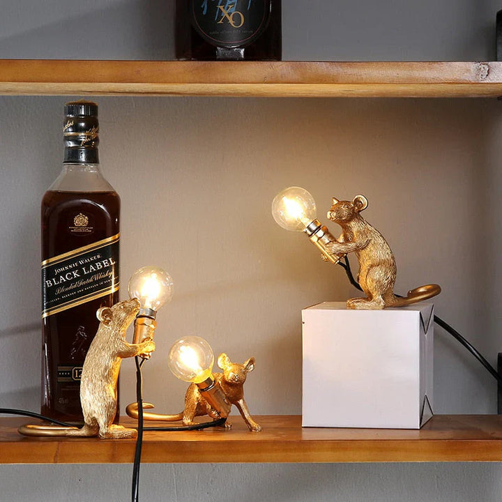 Original Mouse Lamp - SqueakLight-Standing Mouse / Gold-Nora Luxe