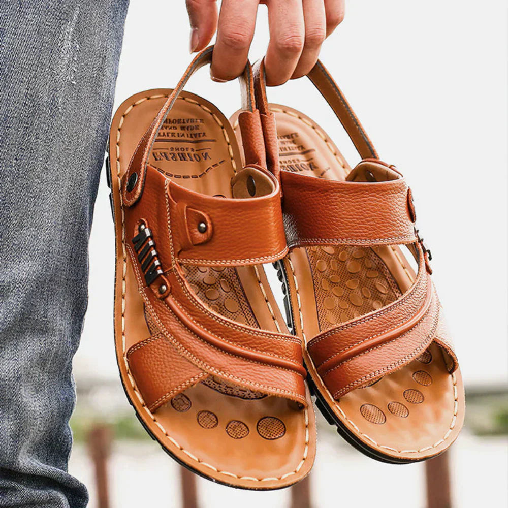 Orthopaedic Comfort Sandals for Men – Comfortable & Adjustable – Henrik-Light brown-6-Nora Luxe