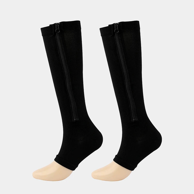 Orthopaedic Compression Socks with Zip - ComfortZip-1x Pair-S-M (34-37)-Black-Nora Luxe