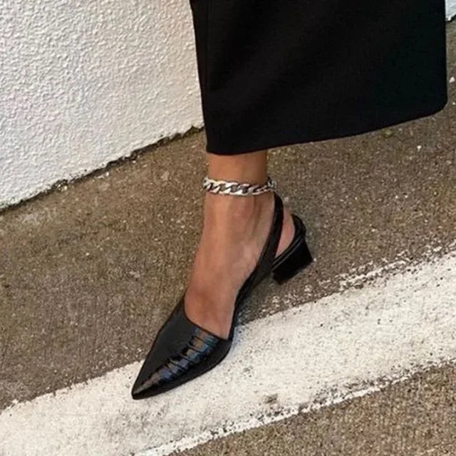 Orthopaedic Croco Brown Heels - Lara-Black-5.5-Nora Luxe