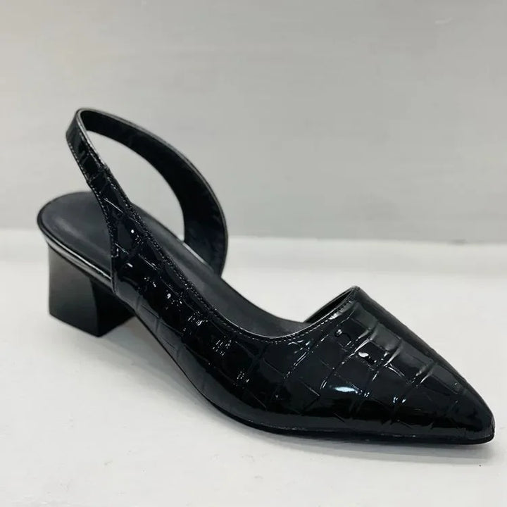 Orthopaedic Croco Brown Heels - Lara-Dark brown-5.5-Nora Luxe
