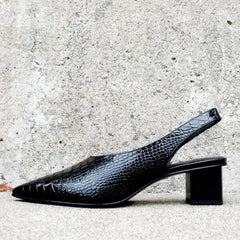 Orthopaedic Croco Brown Heels - Lara-Dark brown-5.5-Nora Luxe