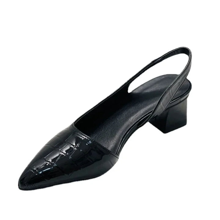 Orthopaedic Croco Brown Heels - Lara-Dark brown-5.5-Nora Luxe